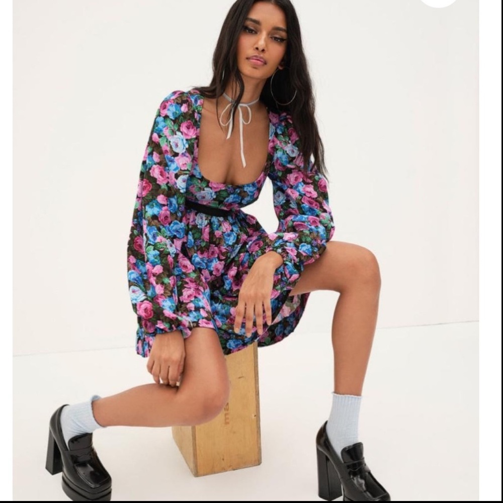 For Love & Lemons Marley mini backless floral dress NWT - Picture 12 of 15